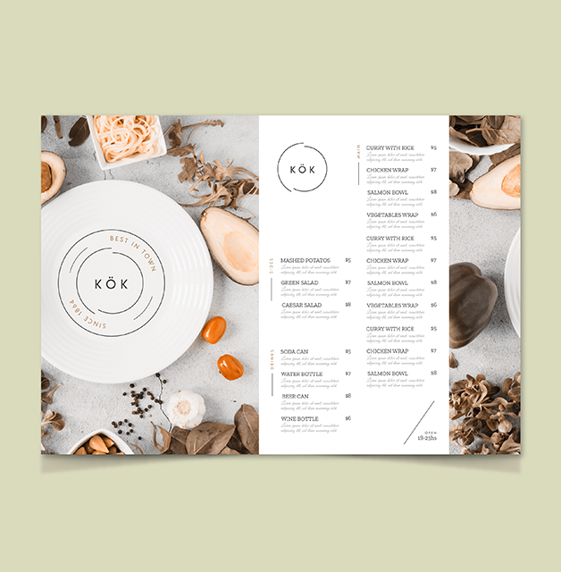 Laminated Table Menus